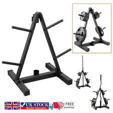 1" Olympic Weight Plate Tree Rack & 2" Barbell Storage Holder Stand For Home Gym