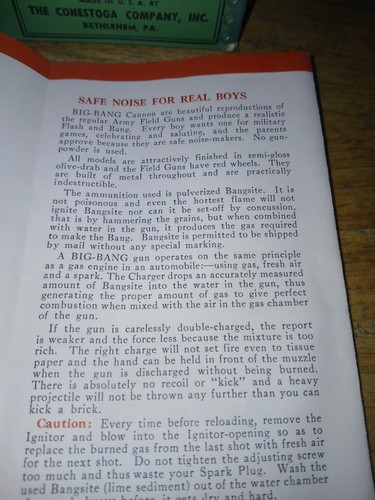 Original 1940s Big Bang Cannon w/ Box Ignitor Spark Plug & Brochure Bethlehem PA - Picture 7 of 8
