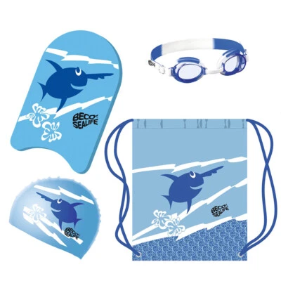 BECO-SEALIFE® Schwimmbrett Kinder 3-6J Kickboard+Badekappe+Chlorbrille+Turnbeutel BECOSealife2