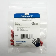 Pack of 50 Thomas & Betts Red Vinyl Insulated Straight Blade Terminal