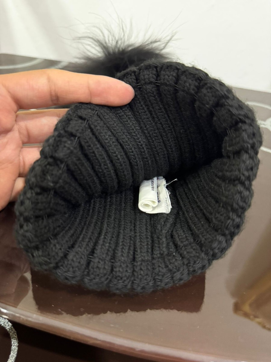 Moncler Black Hat Beanie With Pom Pom Made from Fox Fur free Moncler Black Hat Beanie With Pom Pom Made from Fox Fur free