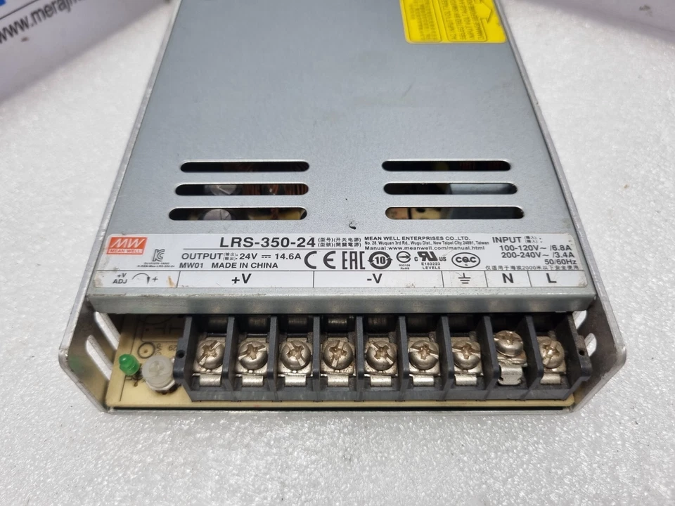 Mean Well LRS-350-24 Power Supply IN 100-120V~6.8A 200-240V~3.4A OUT 24V 14.6A - Image 2 of 4