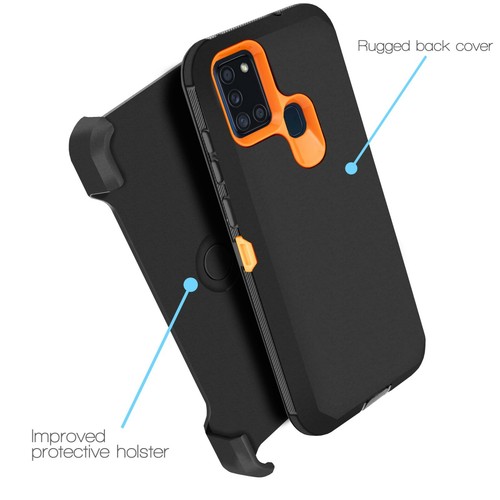 For Samsung Galaxy A21S Built In Screen Holster Shockproof Heavy Duty Phone Case - Picture 8 of 35