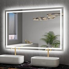 Dimmable 55X36 LED Bathroom Mirror with Anti-Fog, 3 Light Modes, Memory Function