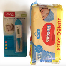 New Playtex Baby Flexible Digital Oral Rectal Underarm Thermometer W Case Blue