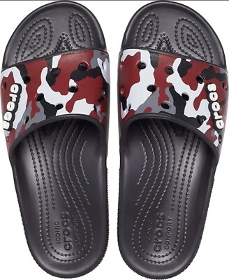 Crocs Classic Printed Camo Slide Black Red Men display picture 3