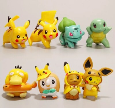 Anime Manga Pokemon Figures Lot of 8 Pikachu Bisasam Squirtle Bauz Cosplay Set