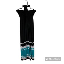 Soma Intimates Women Size XS Halter Maxi Bra Dress Tie Dye Black Blue Beachy U1