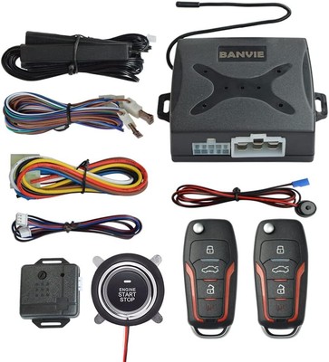 Car Alarm System w/Remote Start & Push to Start, PKE Keyless Entry Kit