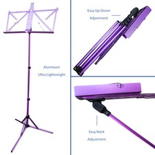Paititi High Quality Durable Adjustable Folding Music Stand with Bag PurpleColor