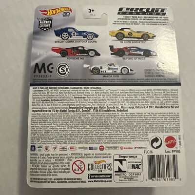 Hot Wheels Car Culture Circuit Legends 16 Ford GT Race Loose 2018