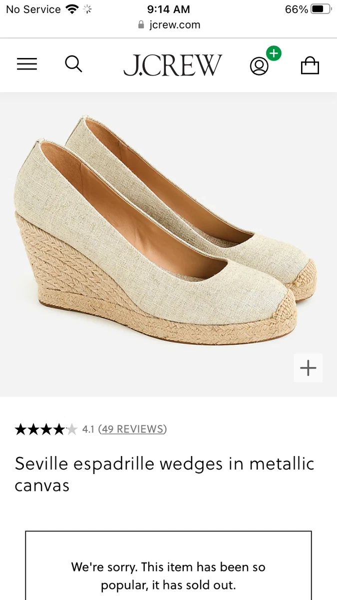 NEW WOMEN S J.CREW SEVILLE ESPADRILLE WEDGES IN METALLIC SIZE 9