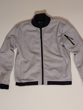 Under Armour Women Full Zip Athletic Bomber Jacket Small Gray Polyester