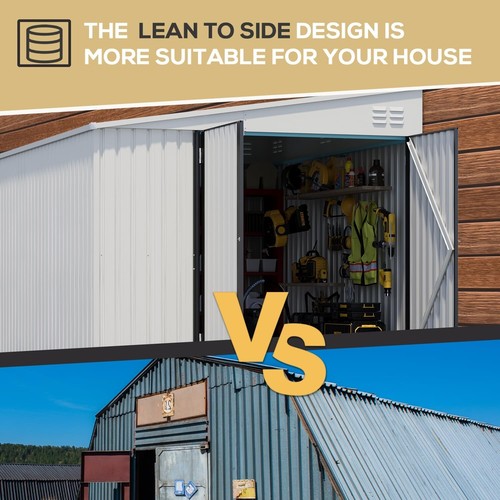 Lean to Garden Storage Shed Outdoor Metal Tool House w/ Lockable Door Multi-size - Picture 69 of 73