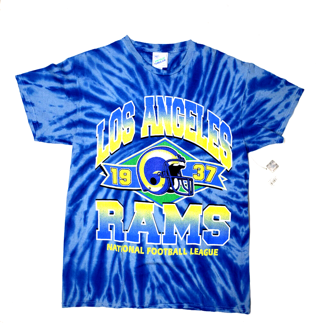 LA Rams '47 Brand Vintage Tubular Blue Tie-Dye Shirt Tee Mens Size