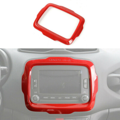 Car Navigation GPS Audio Panel Decor Cover Trim For Jeep Renegade 15-17 Red 