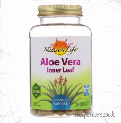 Nature's Life Aloe Vera Inneres Blatt Verdauungsunterstützung Gemüse, gentechnikfrei 100 Kapseln
