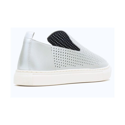 Hush Puppies Manda perforated leather slip on sneakers flats silver casual - Picture 9 of 11