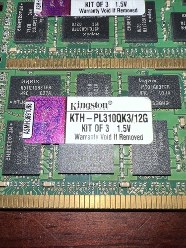 Kingston KTH-PL310QK3/12G DDR3 1.5V Server Memory RAM 12 GB 3 x 4GB - Picture 2 of 3