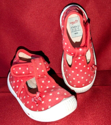 SUPERFIT Mädchen Sommer-Schuhe Gr. 23 aus Textil, mit Kletts, Rot-gepunktet