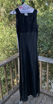 All That Jazz Maxi Dress Size 5/6 VTG Black Sparkle Floral Embroidery  Evening | eBay