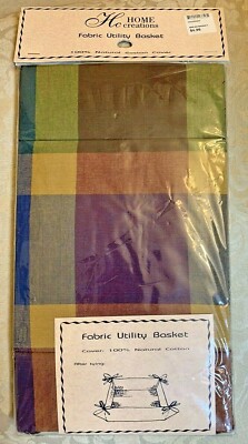 New & Sealed - Fabric Bread Dinner Roll Biscuit Utility Basket Autumn Fall Plaid