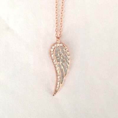 Sterling Silber Halskette 925k-rosévergoldet Erbsensteine CZ Anhänger & Kette