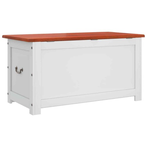 vidaXL Storage Chest with Lid Brown and White Solid Wood Acacia HEE - Picture 6 of 9