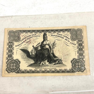1876 Philadelphia Centennial International Exposition Package Ticket 50 Cents