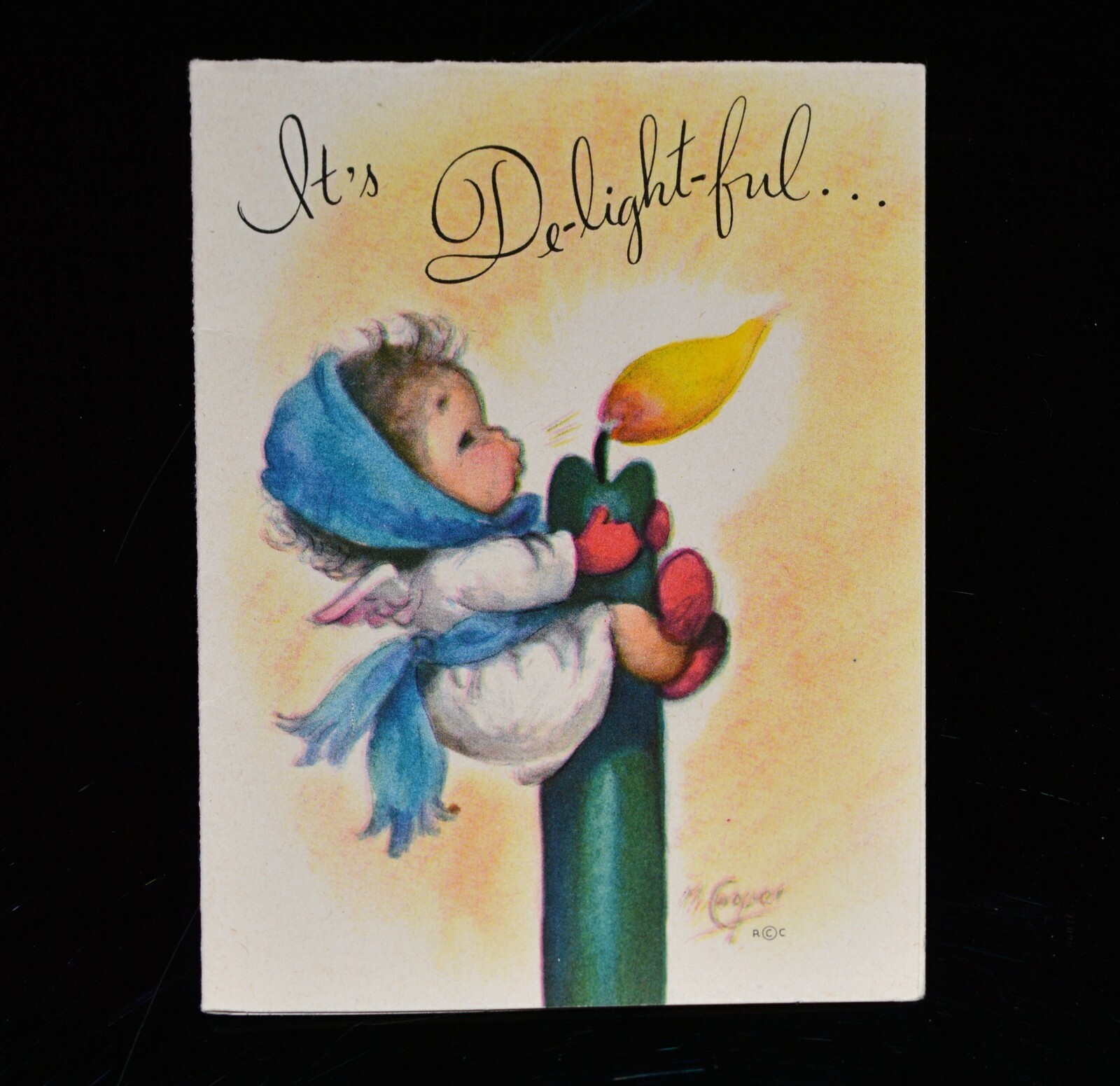 ©1952 UNUSED Vintage MARJORIE COOPER RUST CRAFT CHRISTMAS CARD ANGEL with CANDLE eBay