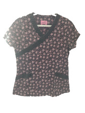 Dansko Womens Dark Floral Scrub Top Size Medium