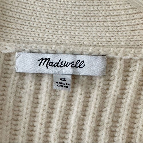 Madewell Open Front Merino Crop Cream Ribbed Knit Cardigan Sweater size XS - Picture 8 of 9