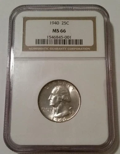 1940 Washington Quarter MS66 NGC rv Toning