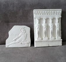 2 x pietra marmo bassorilievo pietra camino marmo stucco facciata stucco cariatide