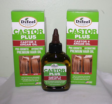 2 Difeel Premium Hair Growth Castor  Argan Oil Unisex Growth, Hydrating 2.5 oz