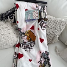 Disney lady and the tramp plush throw blanket 50 x 70 Hearts Valentines Day