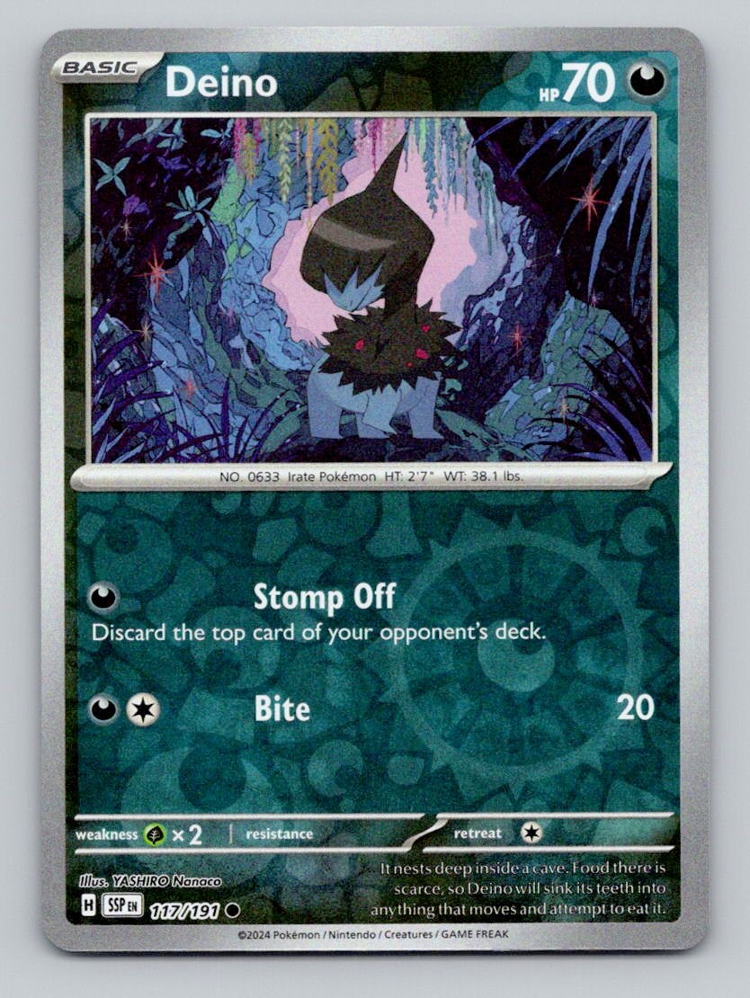 Deino 117/191 Common Surging Sparks Pokemon Reverse Holo Near Mint