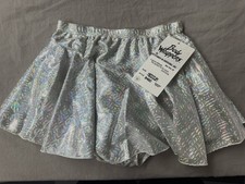 Body Wrappers Leotard Skirt Silver/white Sparkle Size M