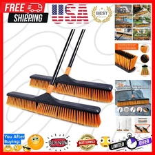 Heavy-Duty 24” Push Broom with Stiff Bristles - Ideal for Indoor & Outdoor Use