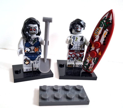 2x Figur Surfer Bikini Zombie Block Figur + Original Lego Stein Aliens Predator