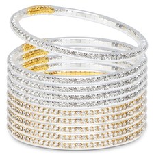 Glitter Jelly Gold Bangles for Women - 10 pcs Soft Silicone Classic Tennis Brace