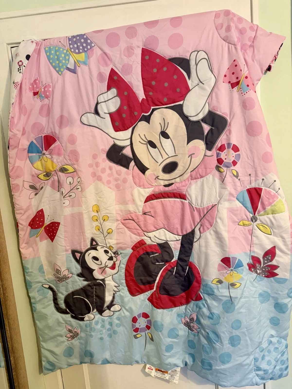 Disney Minnie Mouse Kitty Cat garden 3 piece Crib/toddler bedding 42”x57”