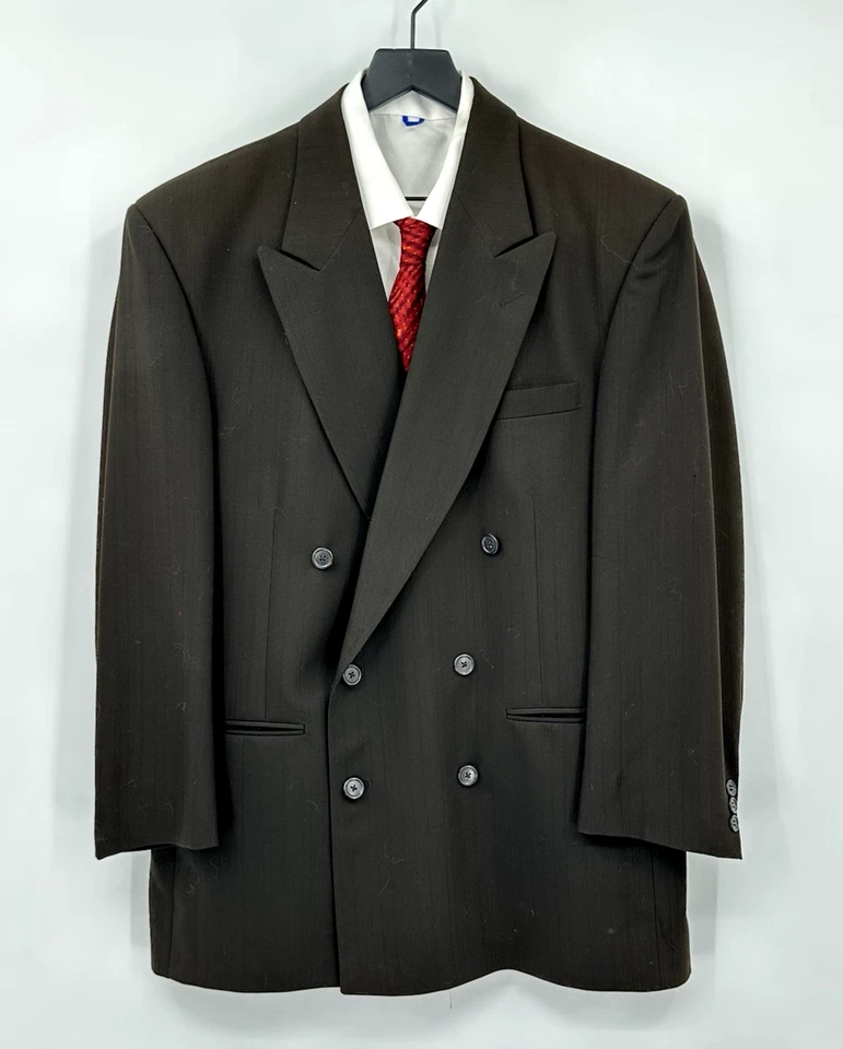 Traje vintage años 90 FIORAVANTI 2 piezas doble botonadura super 100 marrón 42L 33W Foto 2 de 4