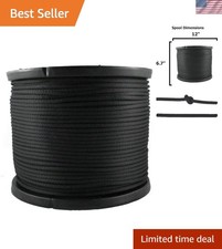 1/4 inch Black Dacron Polyester Rope - 500 Foot Spool Industrial Grade - Hi...