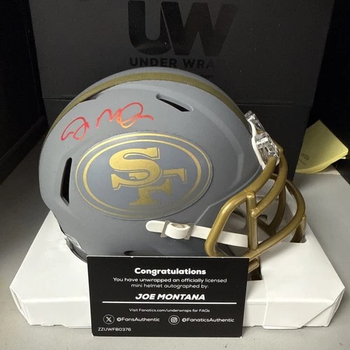 Joe Montana Mini Helmet Autographed, Signed, San Francisco 49ers Fanatics UW