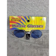Spirit Hippie Glasses Round Costume Sunglasses Gold Blue Adults Ages 14+