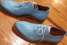 John Fluevog Blue Patent Leather Tap Dance Shoes with White Laces Unisex