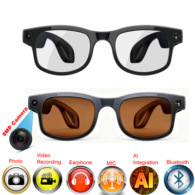 AI Smart Glasses with Camera   1080P Video Recording eyewear with Audio, Real-Ti