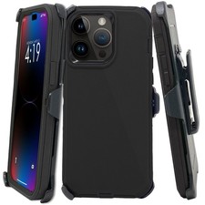 For iPhone 13 / 13 Pro Max / Defender Case With Belt Clip Fits Otterbox Black