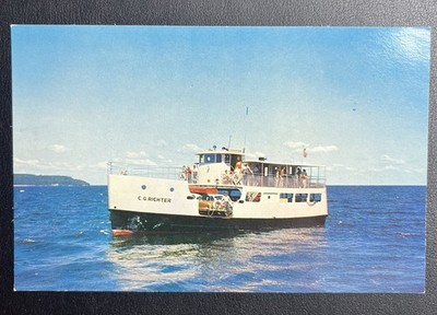 Ferry Boat C.G. Richter Washington Island  Gill's Rock Dock Door County Postcard
